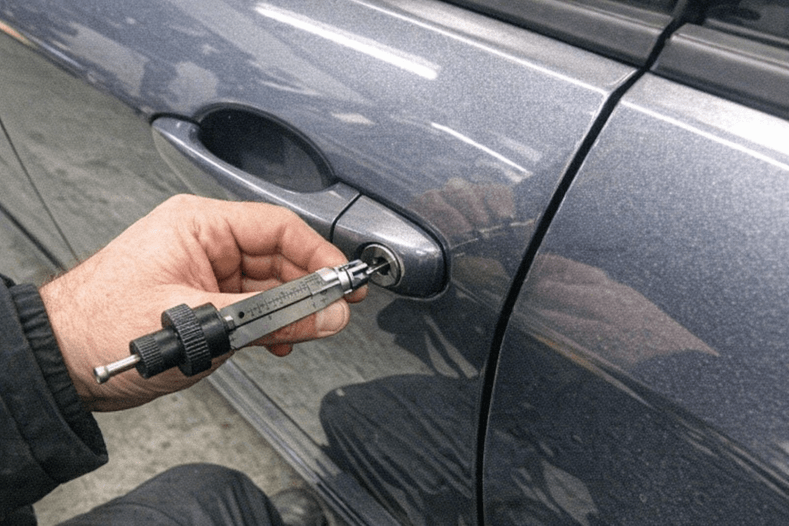 Spezialwerkzeug am Autoschloss zur kratzerfreien Öffnung