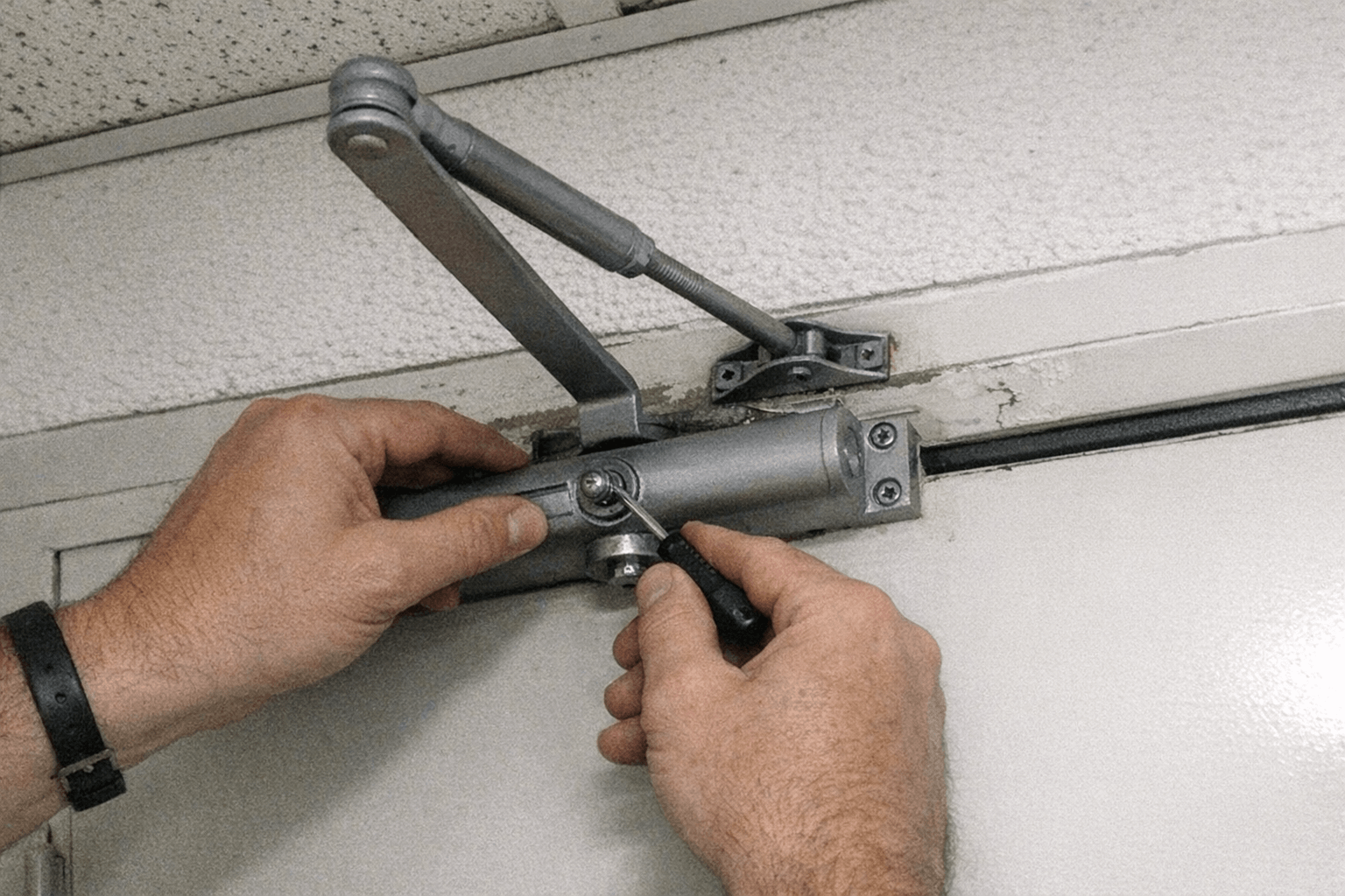 Justierung der Schließmechanik an einer schweren Tür